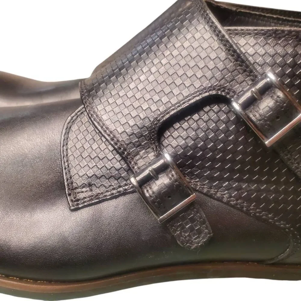 La Milano Gino II Black Leather Monk Strap Shoes Boots Size 12